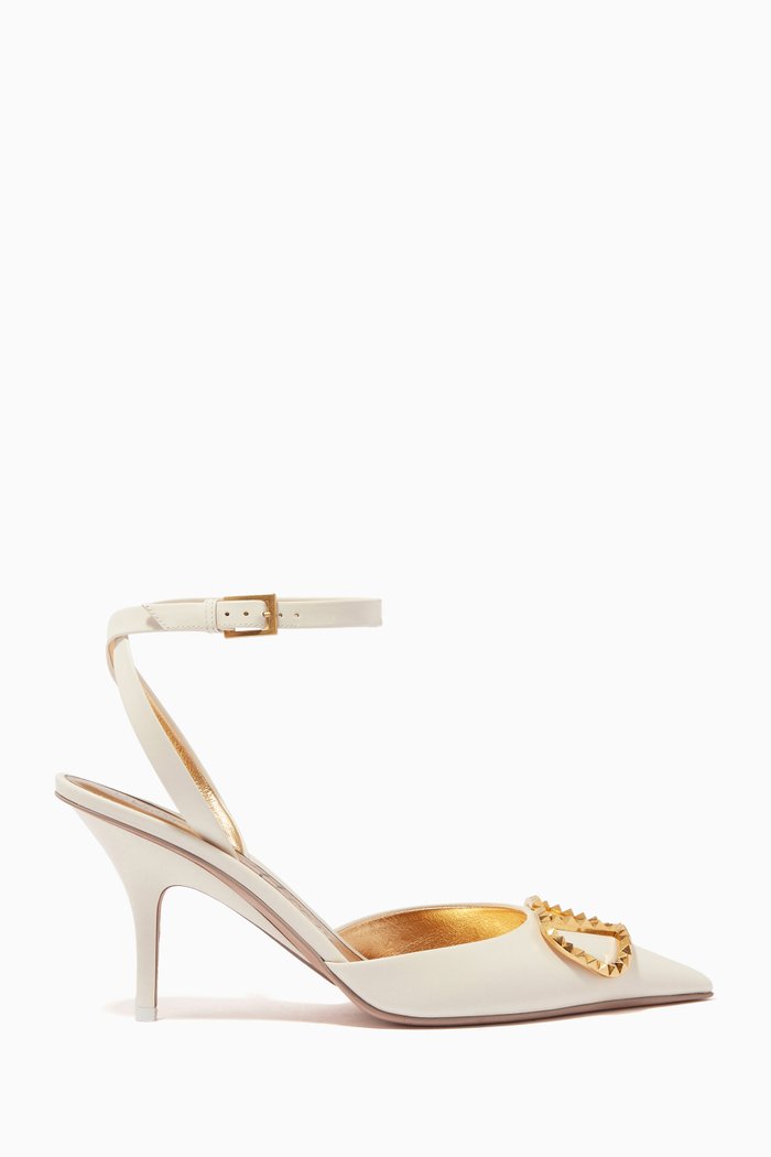 

Valentino Garavani Rockstud Alcove Pumps in Leather, White