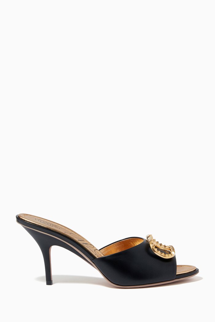

Valentino Garavani Rockstud VLOGO Mules in Leather, Black