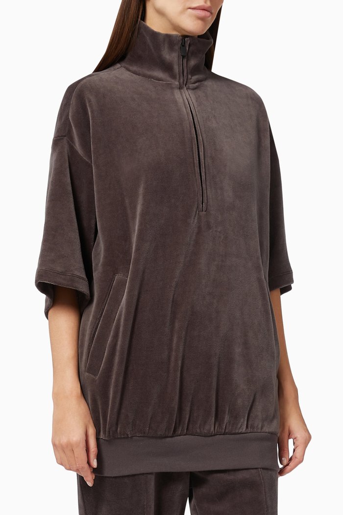 

Mockneck Sweatshirt in Velvet, Black