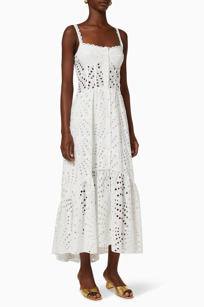 

Irene Long Dress in Cotton, White