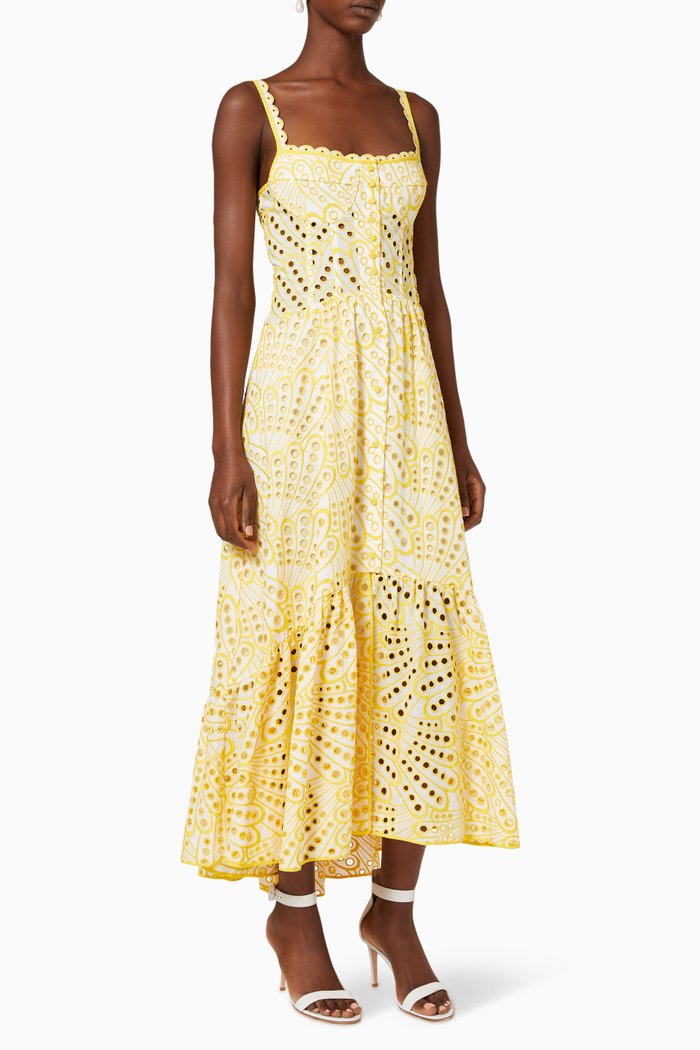 

Irene Long Dress in Cotton, Yellow