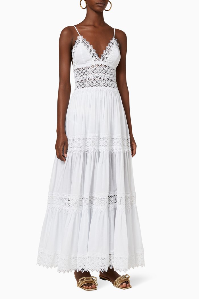 

Cindy Tiered Dress in Cotton, White