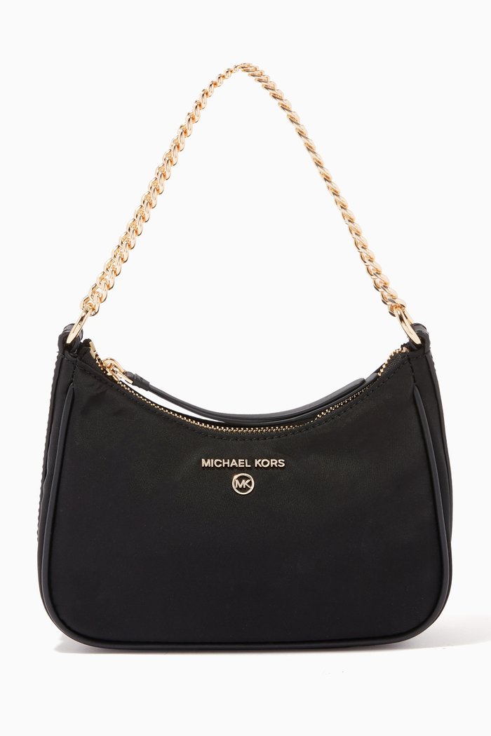 

Jet Set Charm Small Shoulder Bag in Nylon Gabardine, Black