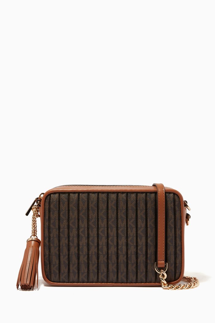 

Jet Set Camera Bag in Pleated Logo Canvas, Brown