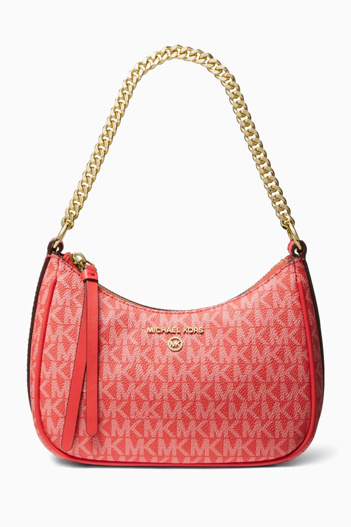 

Small Jet Set Charm Shoulder Bag in Logo Canvas, Blue