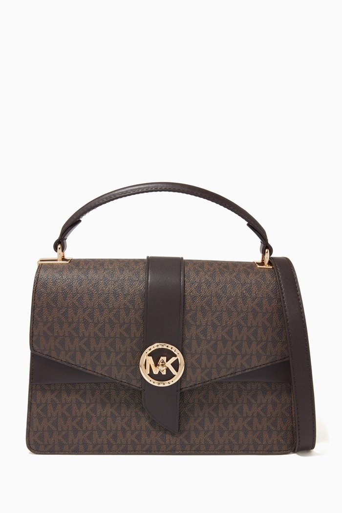 

Medium Greenwich Satchel Bag in Logo Canvas, Brown