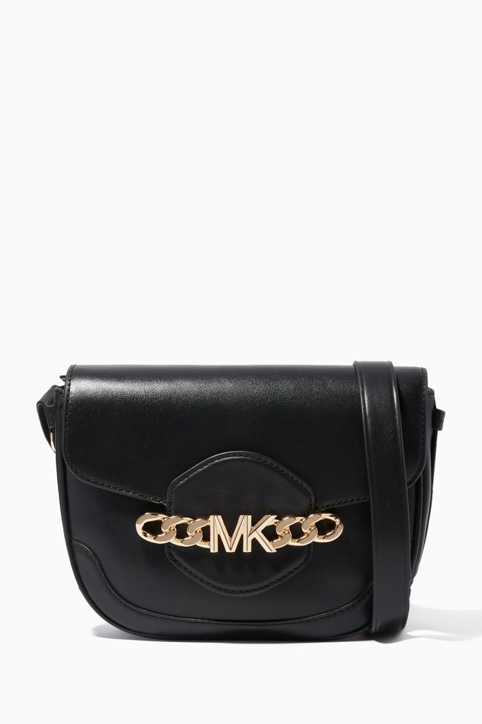

Hally Medium Messenger Bag in Leather, Black