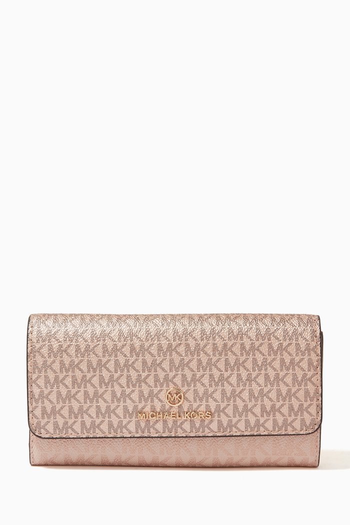 

Jet Set Charm Long Trifold Wallet in Logo Canvas, Multicolour
