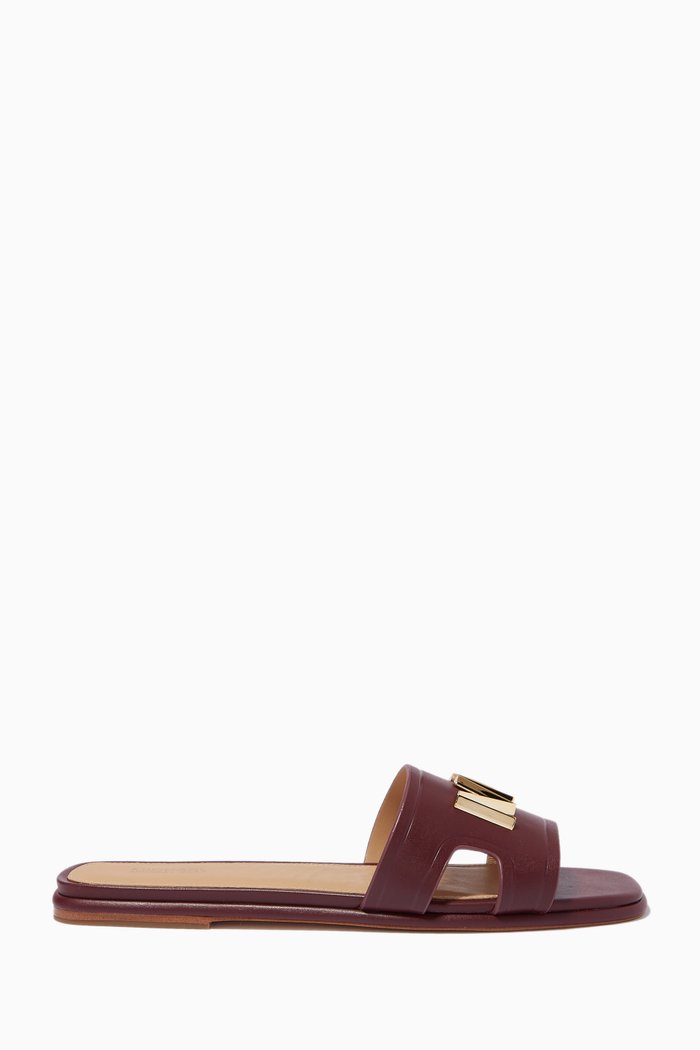 

Kippy Slide Sandals in Leather, Red