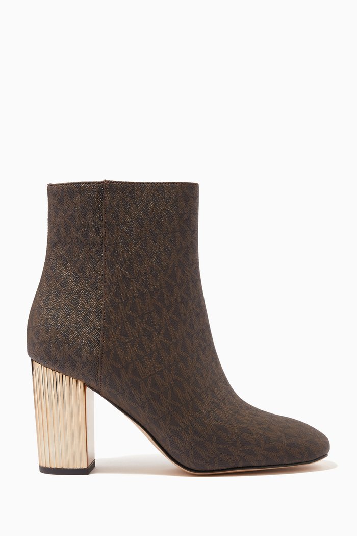 

Porter Ankle Boots in Logo Canvas, Brown