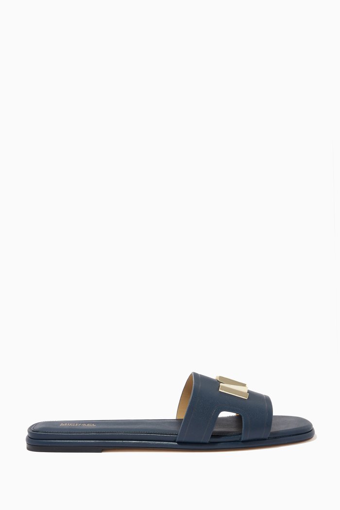 

Kippy Slide Sandals in Leather, Blue