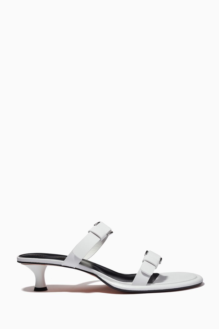 

Pipe Buckle Strappy Sandals in Calfskin, White