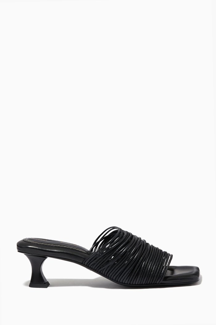 

Square Rolo Sandals in Lambskin, Black