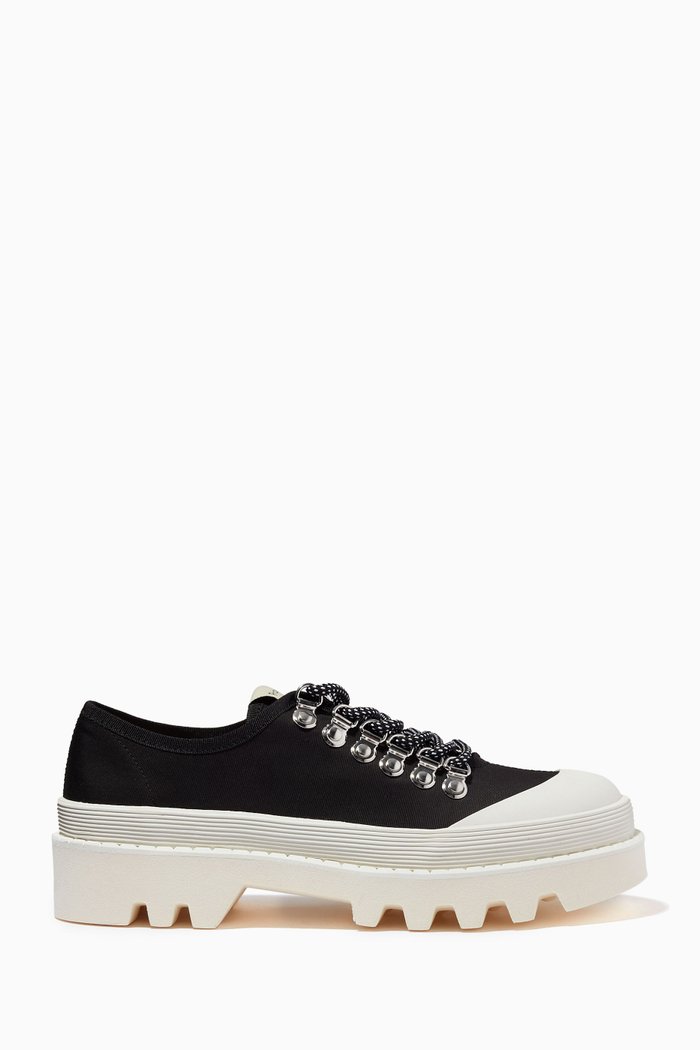 

City Lug Sole Shoes in Recycled Nylon Canvas, Black