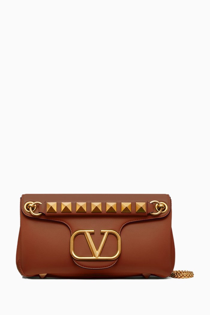 

Valentino Garavani Stud Sign Shoulder Bag in Nappa, Brown