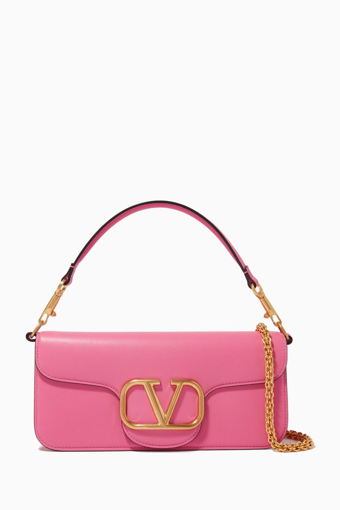 

Valentino Garavani Vlogo Signature Shoulder Bag in Leather, Pink