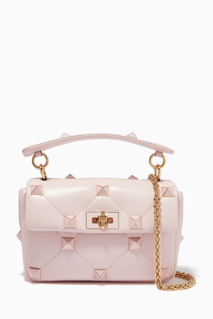 

Valentino Garavani Roman Stud Medium Shoulder Bag in Nappa, Pink