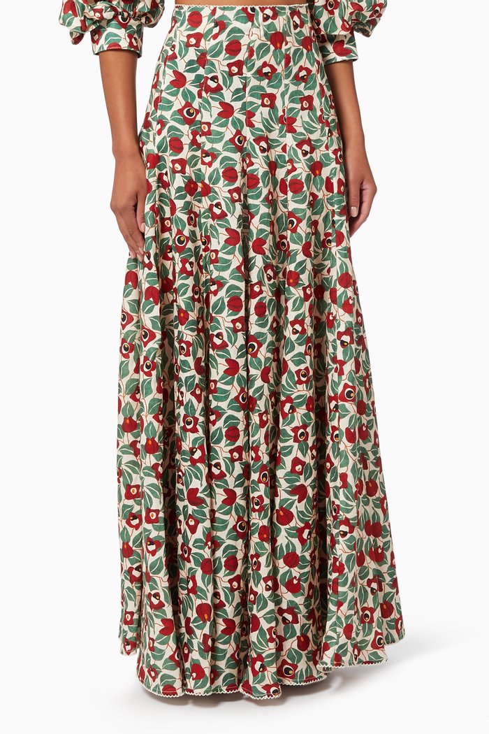 

Mimosa Maxi Skirt in Cotton, Multicolour