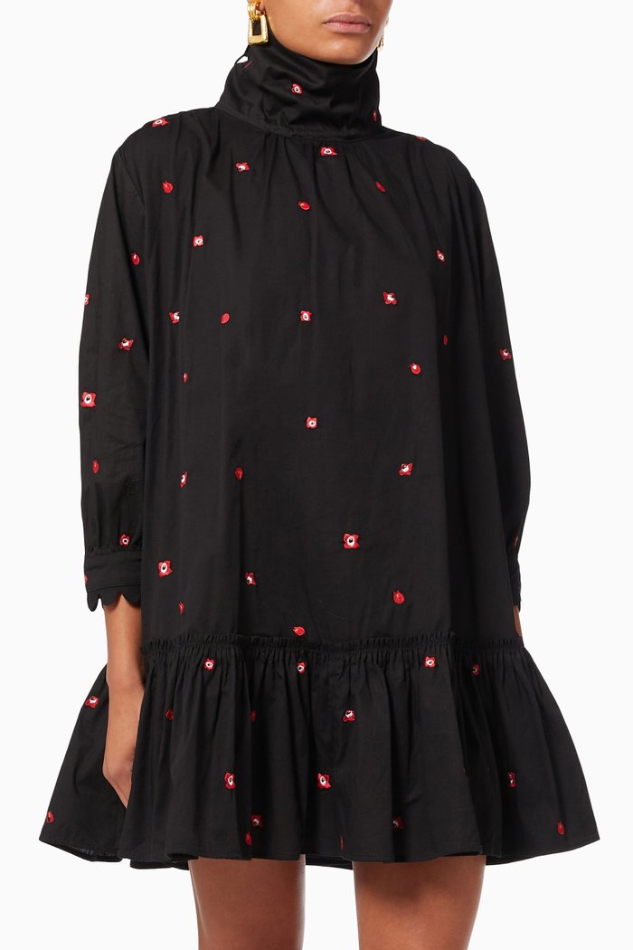 

Hibisco Dress in Cotton, Black