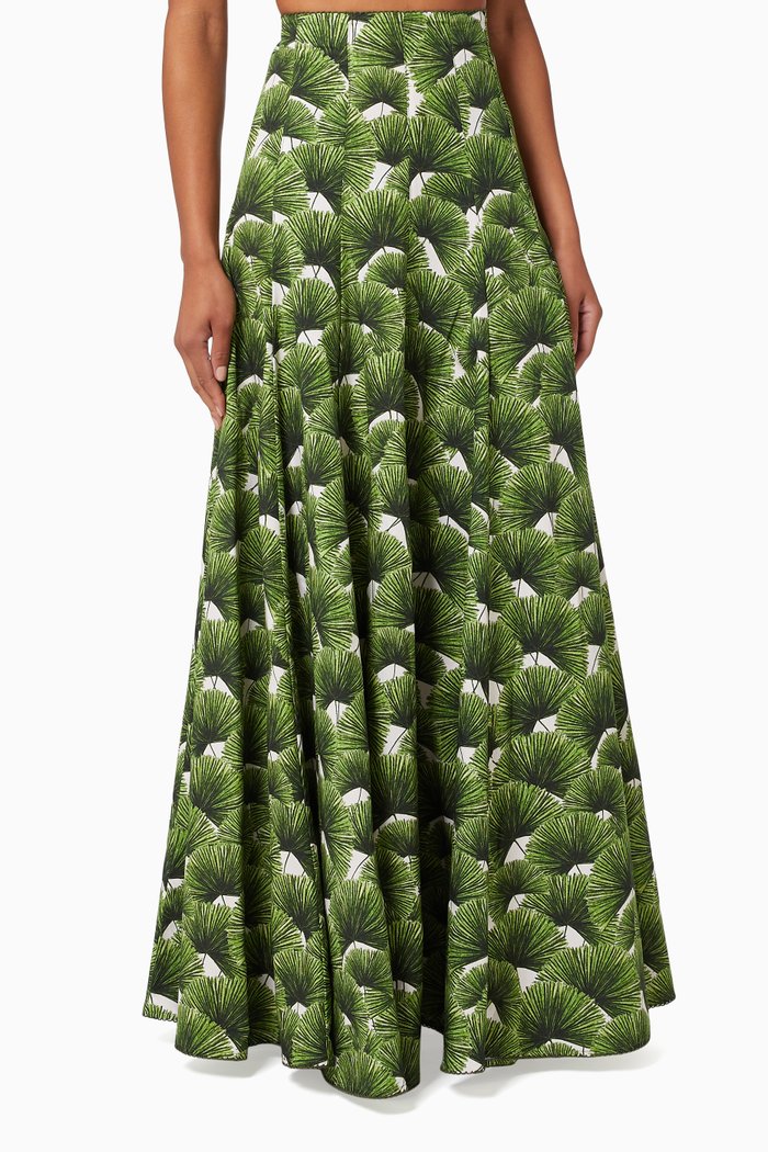 

Mimosa Maxi Skirt in Cotton, Green