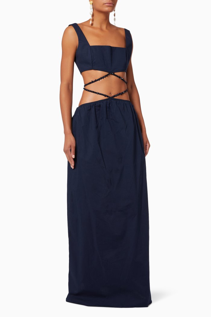 

Peonia Dress in Cupro, Blue