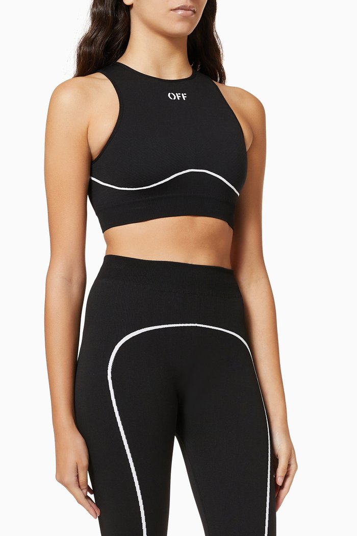 

Logo Active Bra in Stretch Nylon, Black