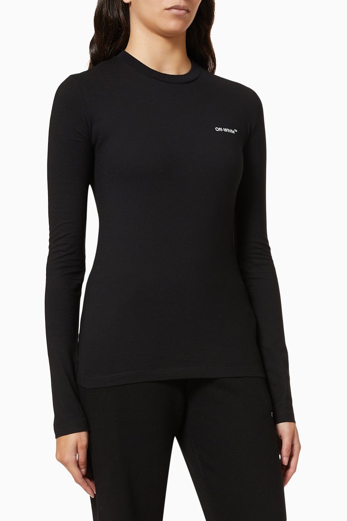 

Rubber Diagonals T-shirt in Cotton Jersey, Black