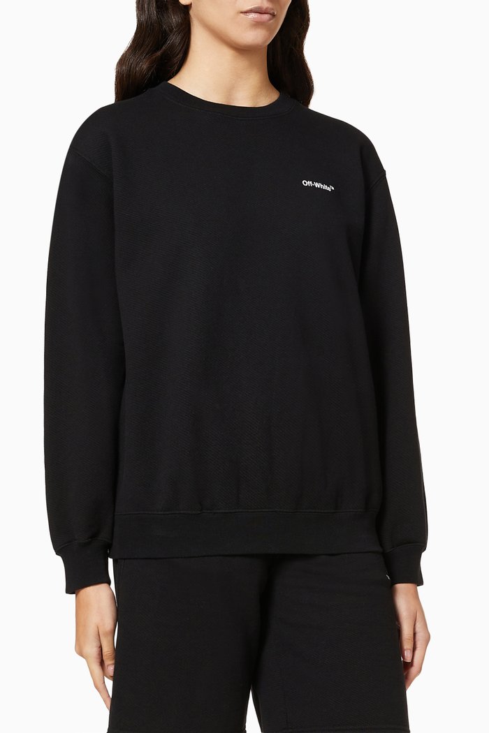 

Rubber Diagonal Sweatshirt in Cotton Terry, Black