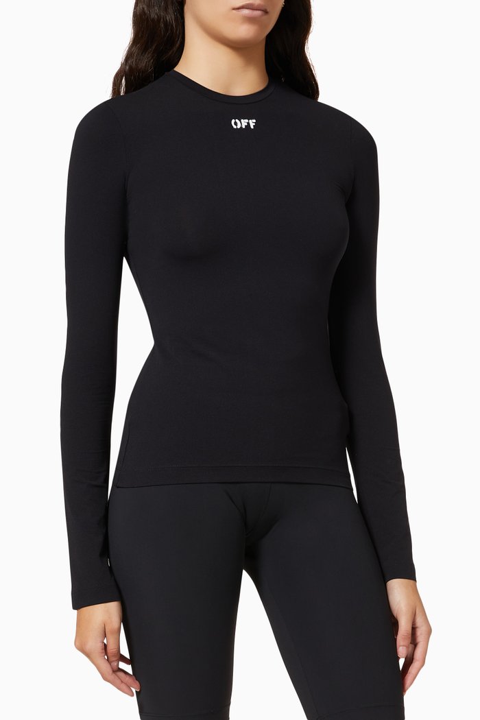 

Logo Second Skin T-shirt in Stretch Nylon, Black