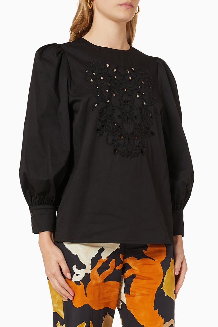 

Villa Blouse in Cotton, Black