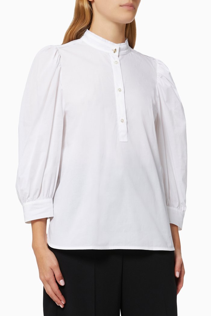 

Guaina Puff Sleeve Shirt in Cotton Poplin, White
