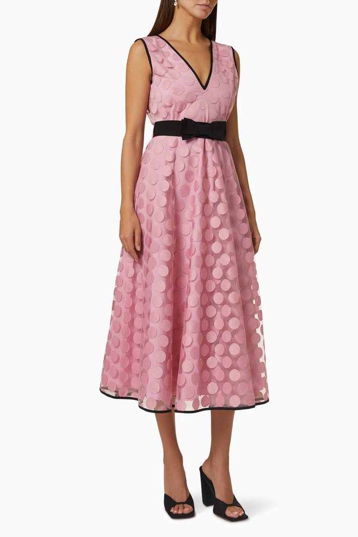 

Vargas Dress in Embroidered Mesh, Pink