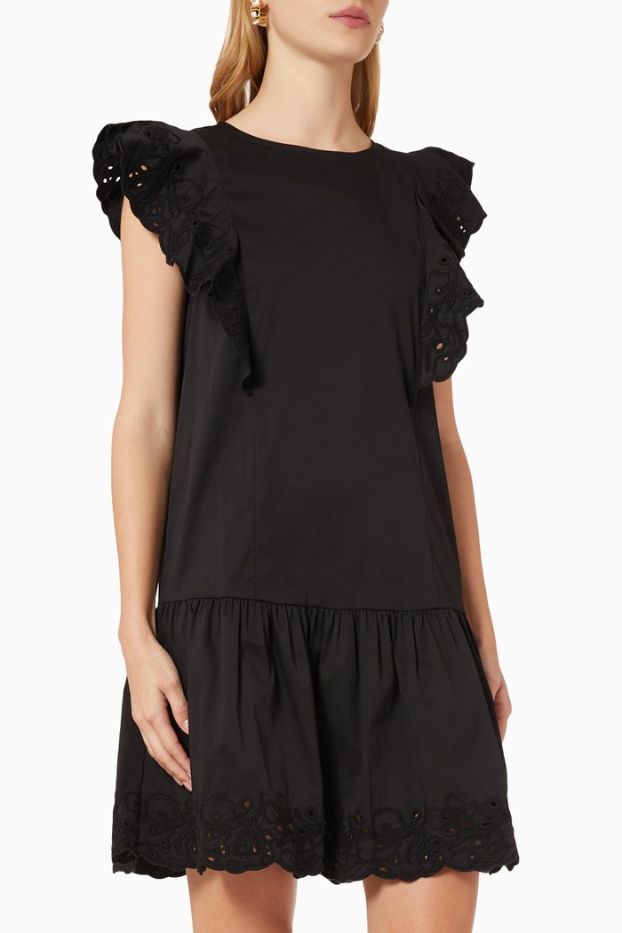 

Mini Dress in Cotton Poplin, Black