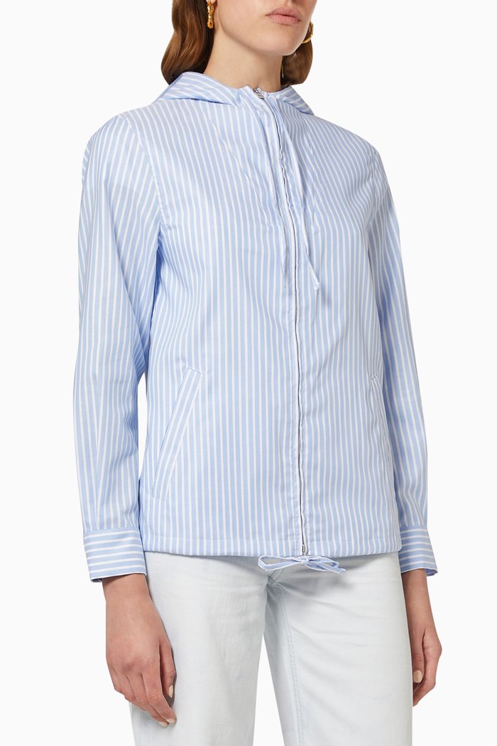 

Zelma Hooded Shirt in Cotton, Blue