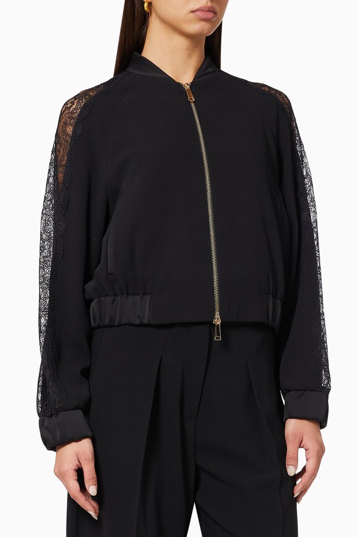 

Suez Bomber Jacket in Lace, Black