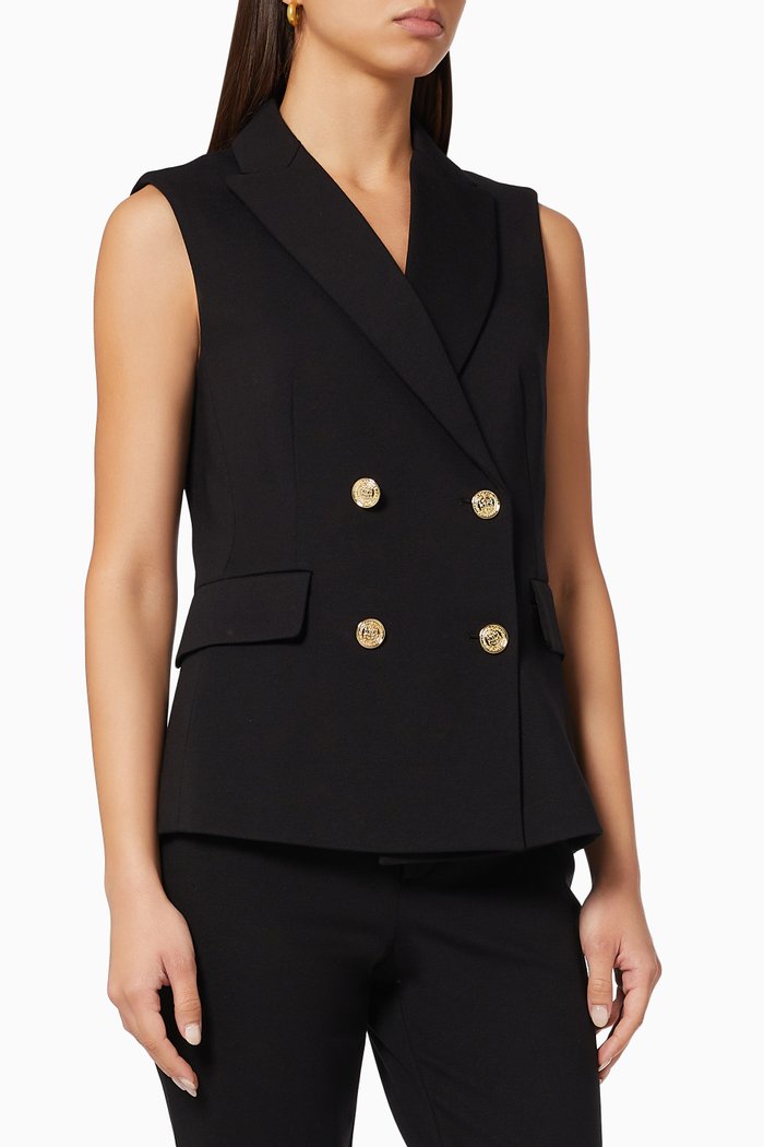 

Nadine Vest in Bonded Crepe, Black
