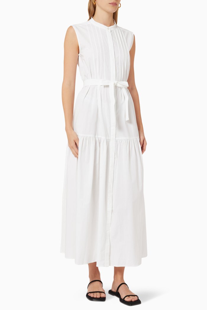 

Sleeveless Dress in Stretch Cotton Poplin, White