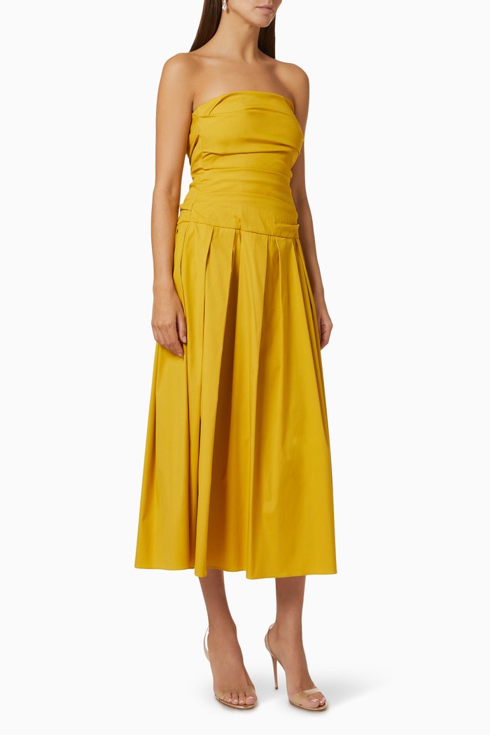 

Roam Bustier Dress in Stretch Cotton Poplin, Yellow