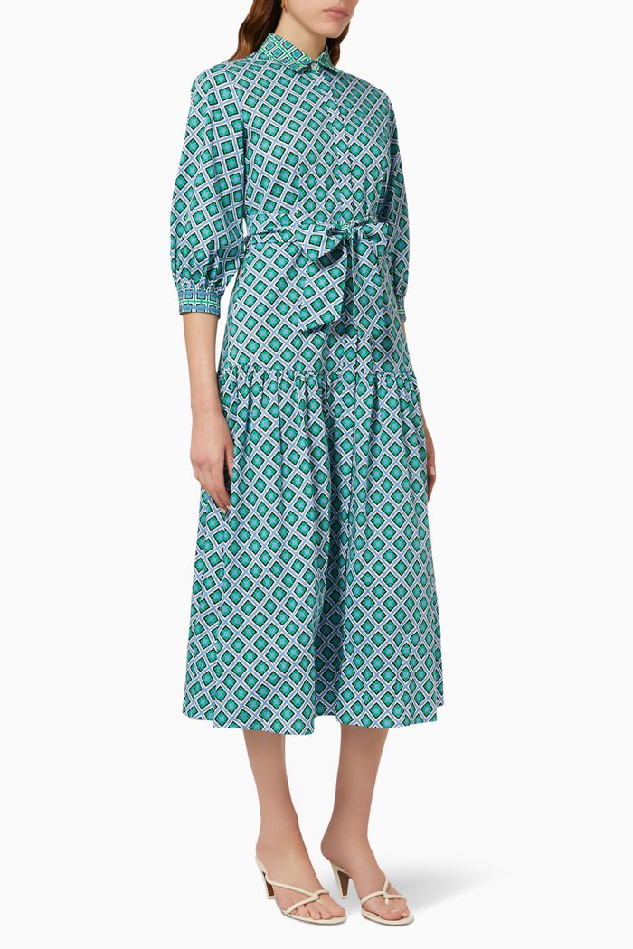 

Kaya Shirt Dress in Stretch Cotton, Blue