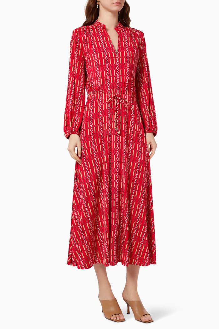 

Trionfo Patterned Dress in Viscose, Red