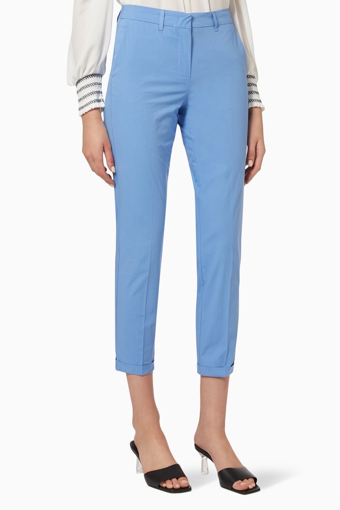 

Soffio Chino Trousers in Stretch Cotton Poplin, Blue