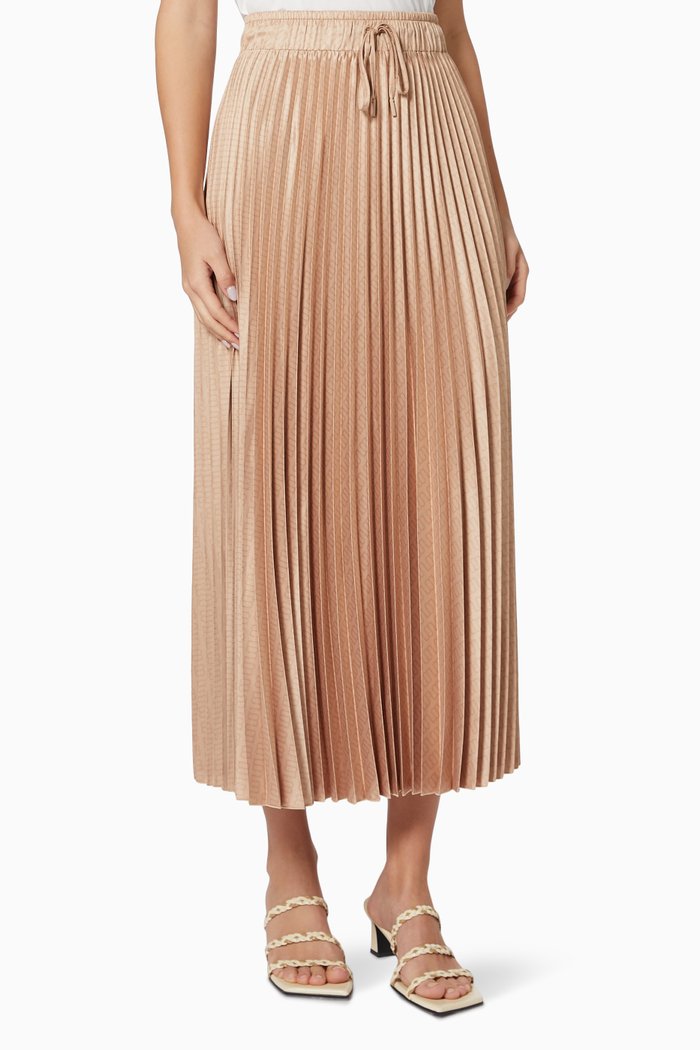 

Jean Monochrome Pleated Skirt in Satin, Neutral