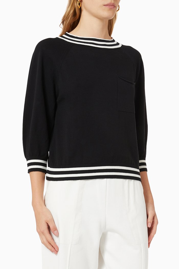 

Striped Sweater Top, Black