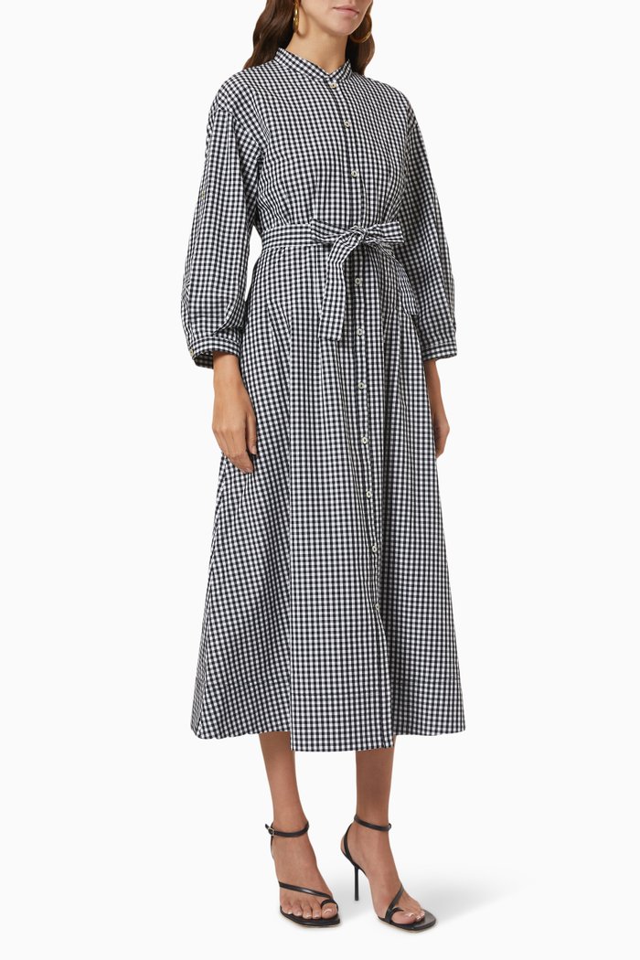 

Torbole Dress in Gingham Cotton, Black