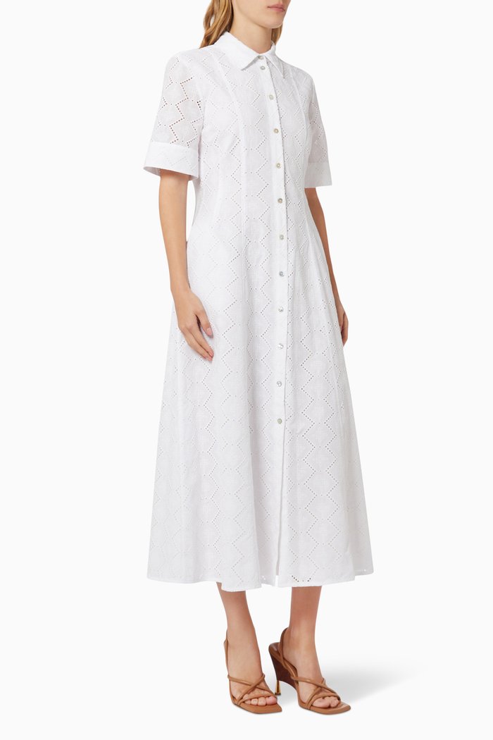 

Vezzano Broderie Anglaise Dress in Cotton, White