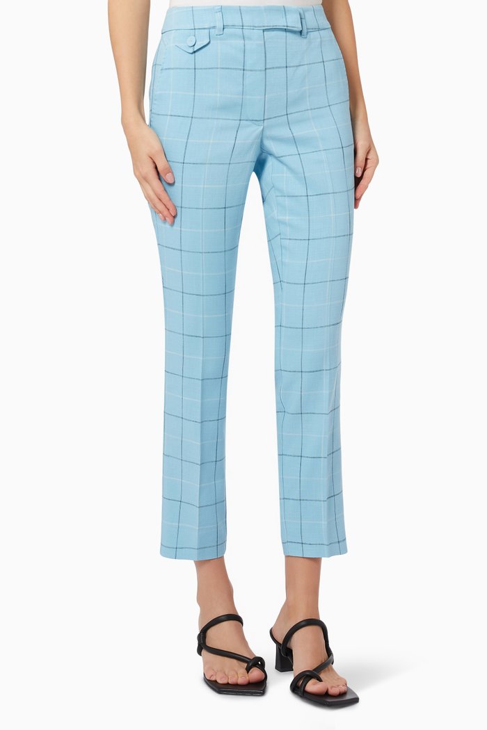 Girante Basketweave Pants in Viscose, Blue