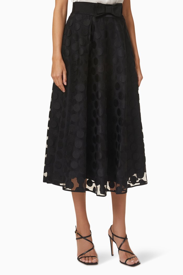 Filato Skirt in Embroidered Mesh, Black