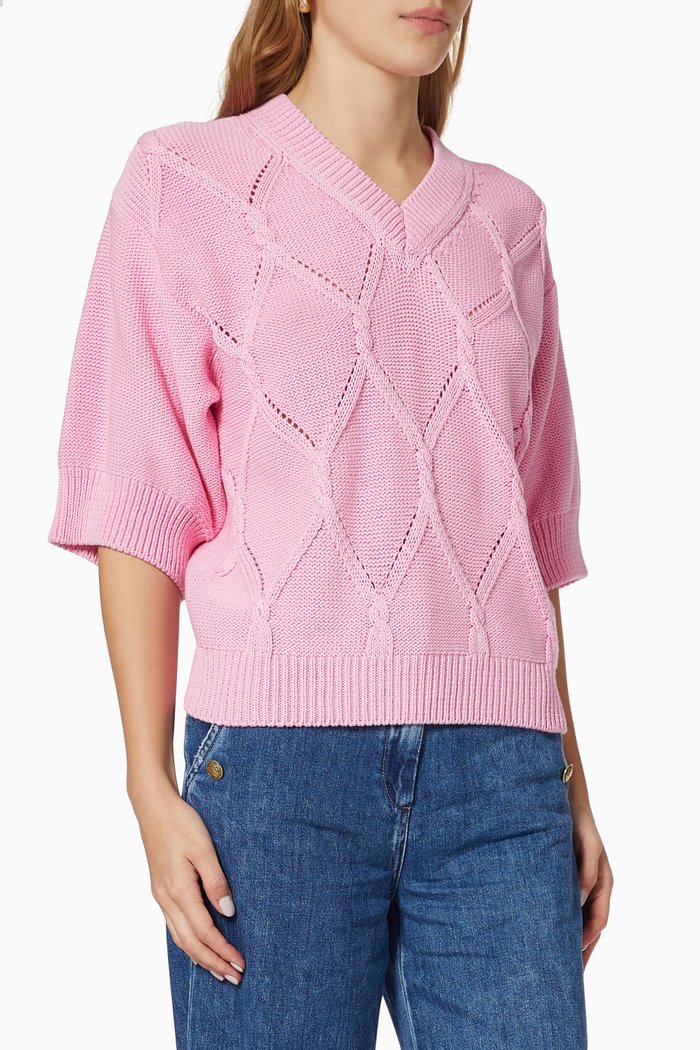 

Austin Sweater in Textured Knit, Pink