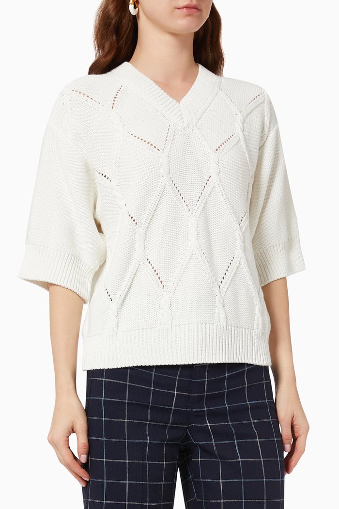 

Austin Sweater in Textured Knit, White