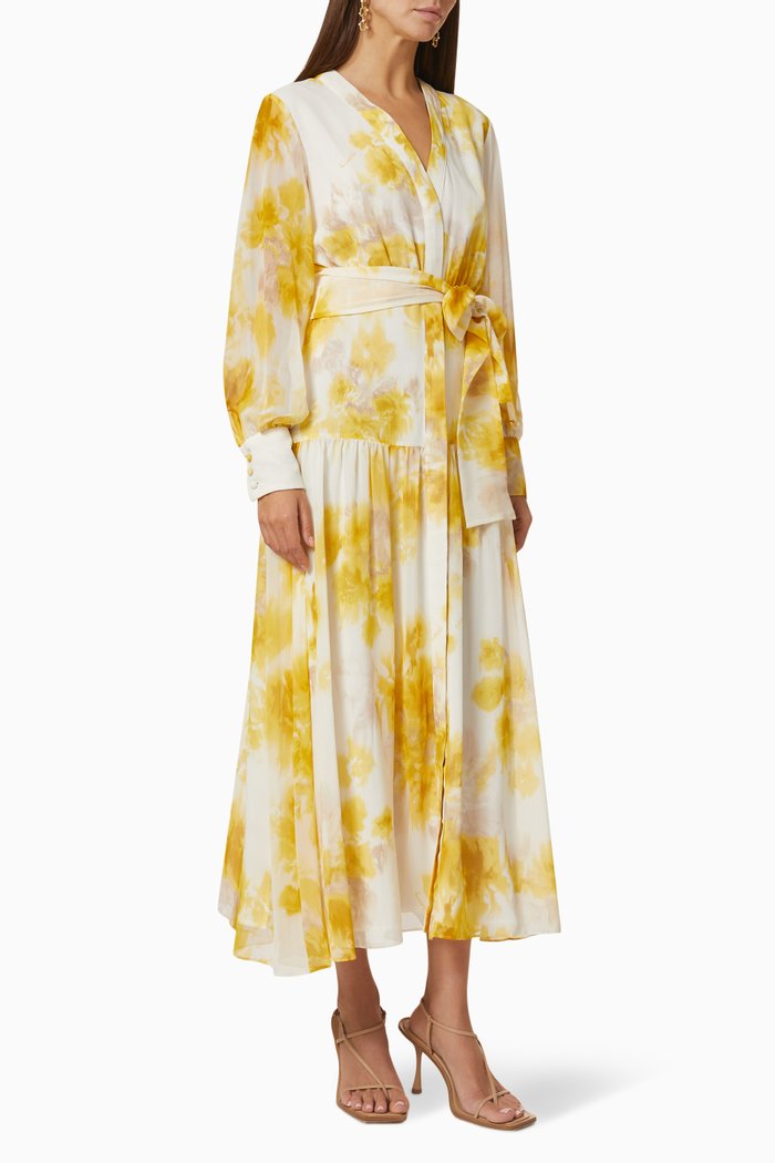 

Ninetta Patterned Dress in Georgette, Yellow